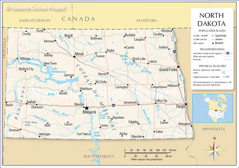 north dakota map with cities